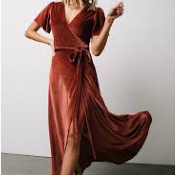 Baltic born Calvin Sparkle Velvet Wrap Dress Dusty Clay - XS - Picture 4 of 4